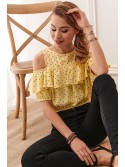 Lemon short blouse with polka dots 21521 - Online store - Boutique